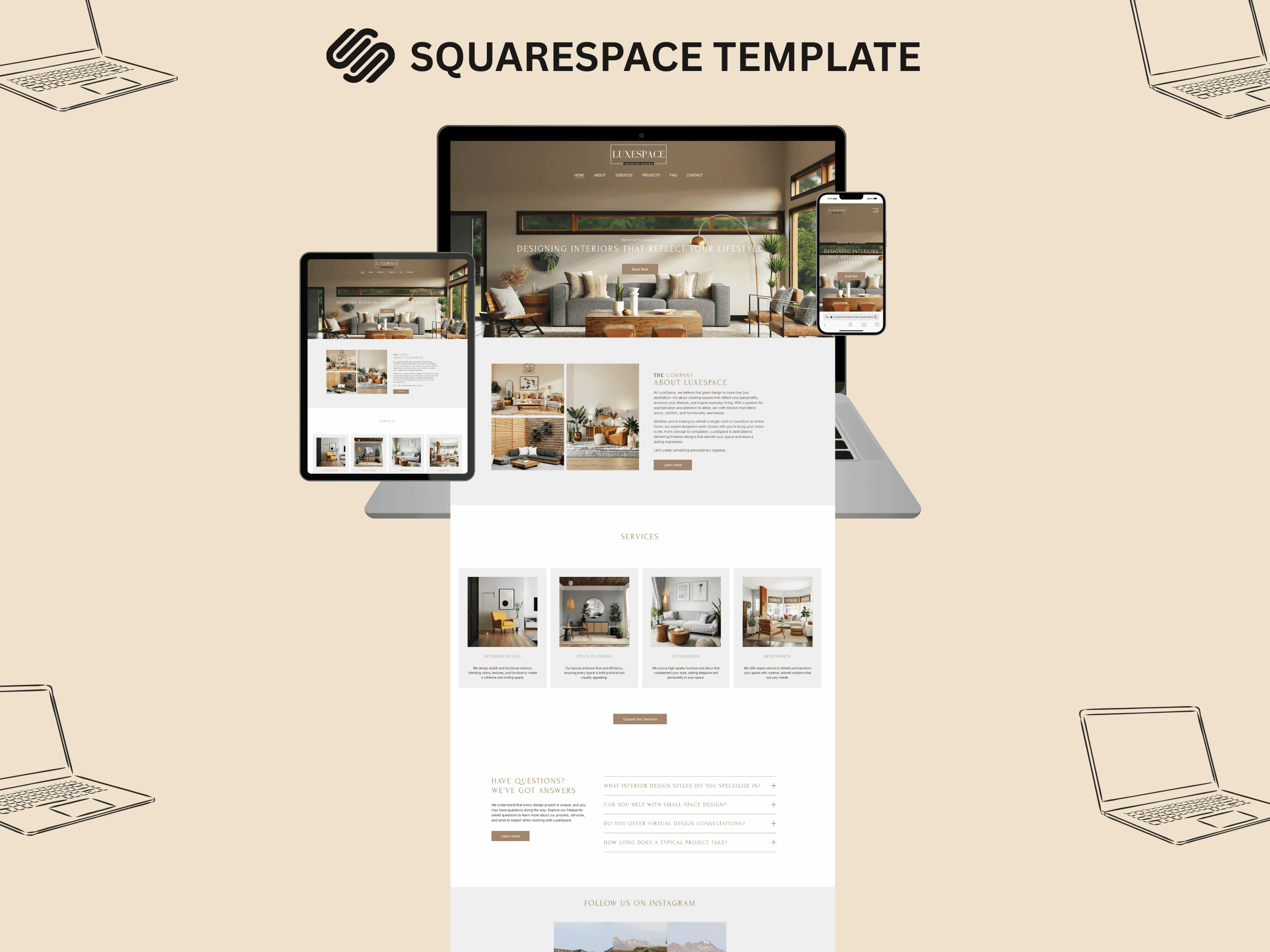 Interior design squarespace template free