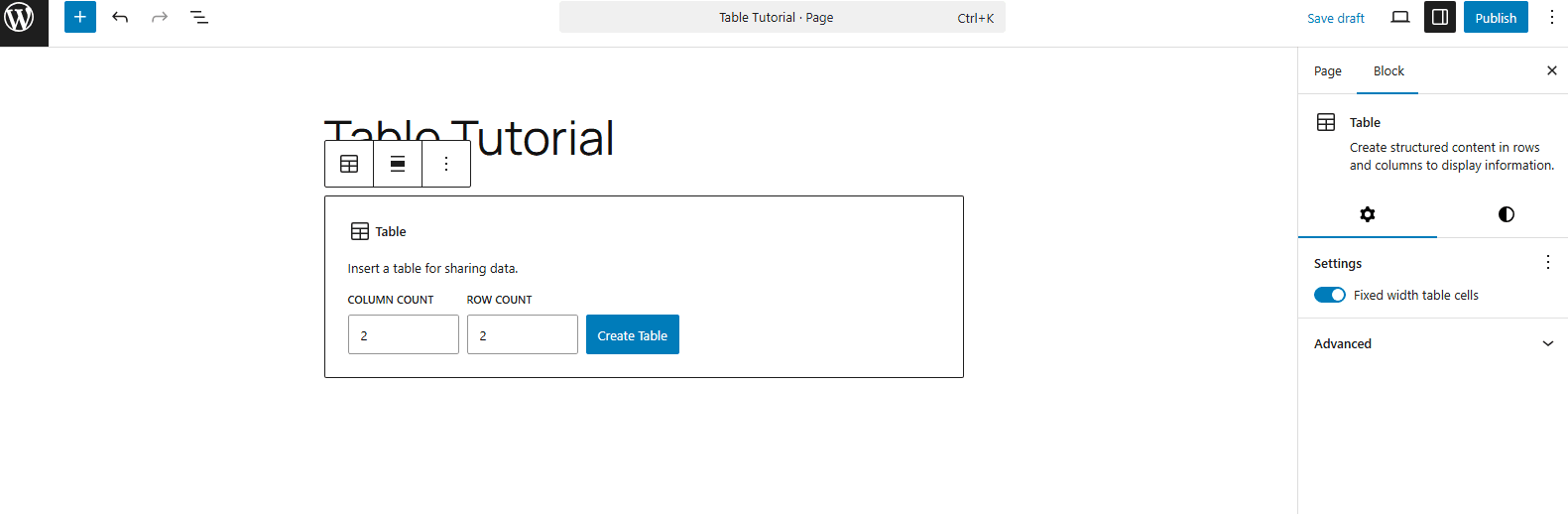 How to add table in wordpress- Method 1-tutorial