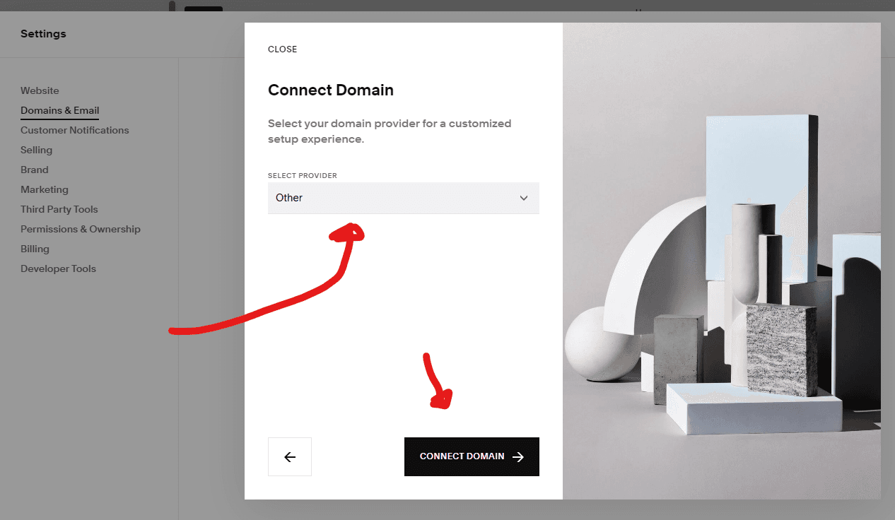 Squarespace, connect domain
