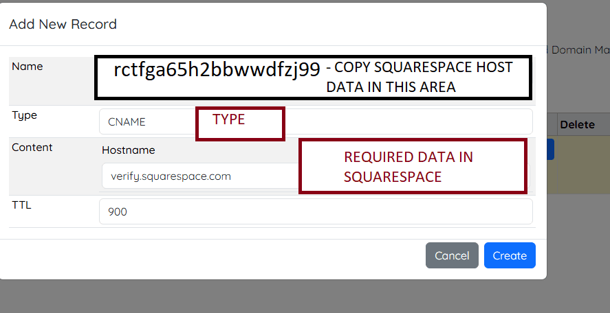 Webcentral adding record